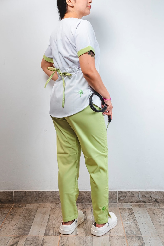 Ambo Mai - Pantalón y chaquetilla - Blanco y verde Lima - Femenino - Angustifolia
