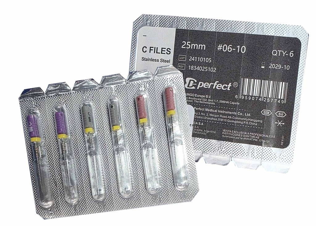 Limas C Files X6 Unidades  21 o 25 mm - #06 -#08 #10
