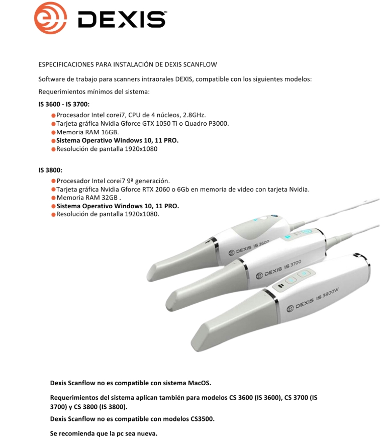 Escaner / Scanner intraoral  IS 3700 - Dexis