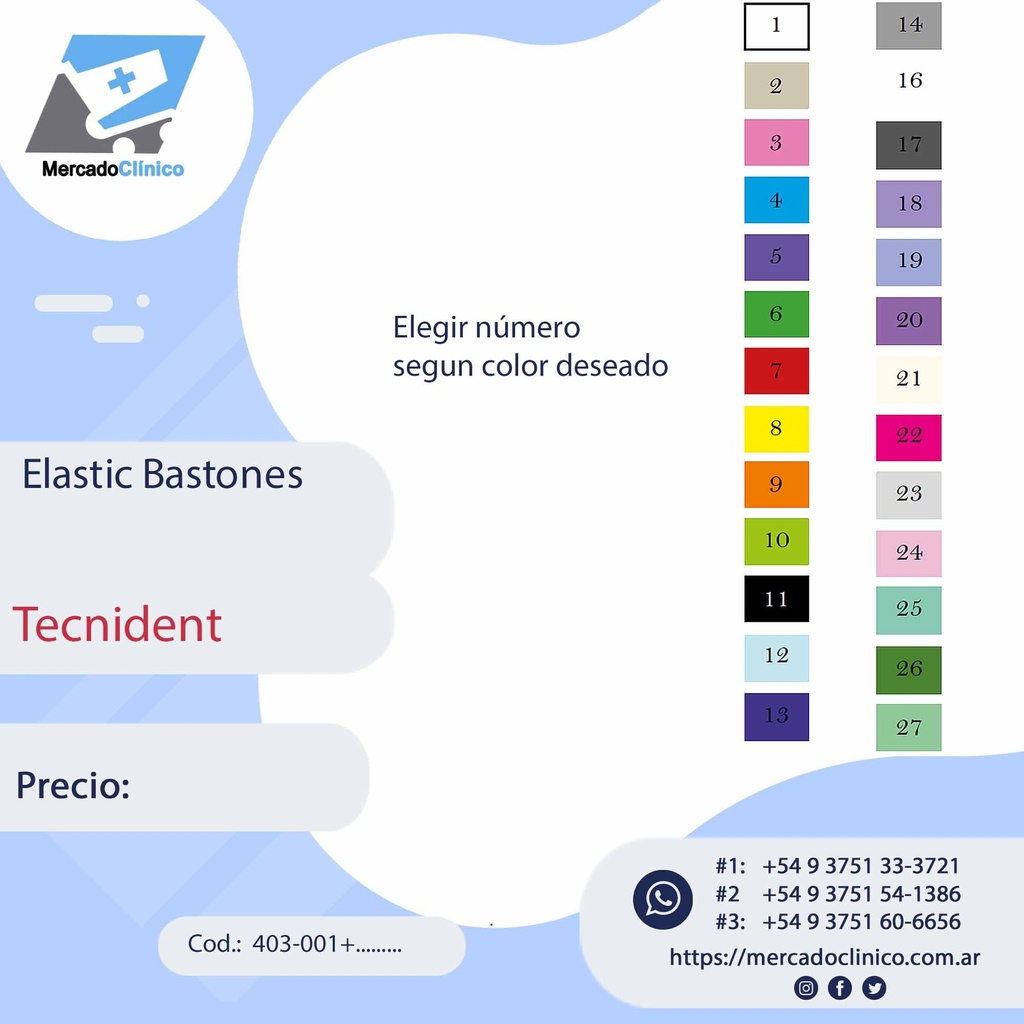 Elastic bastones - x 1000 unidades - Tecnident