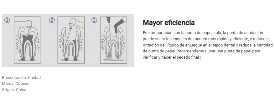 Suctor tipo cánula para endodoncia, plásticas, en pouch individual - Cotisen