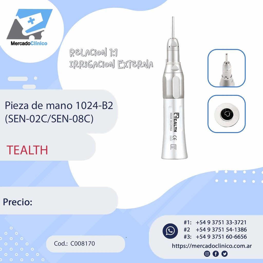 Pieza de mano 1024-B2 (SEN-02C/SEN-08C) - Tealth