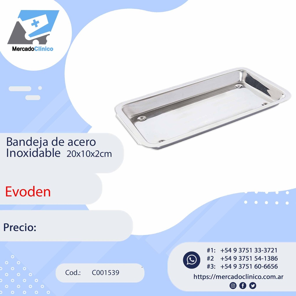 Bandeja de acero inoxidable, perforada, 20x10x2cm - EVODEN (copia)