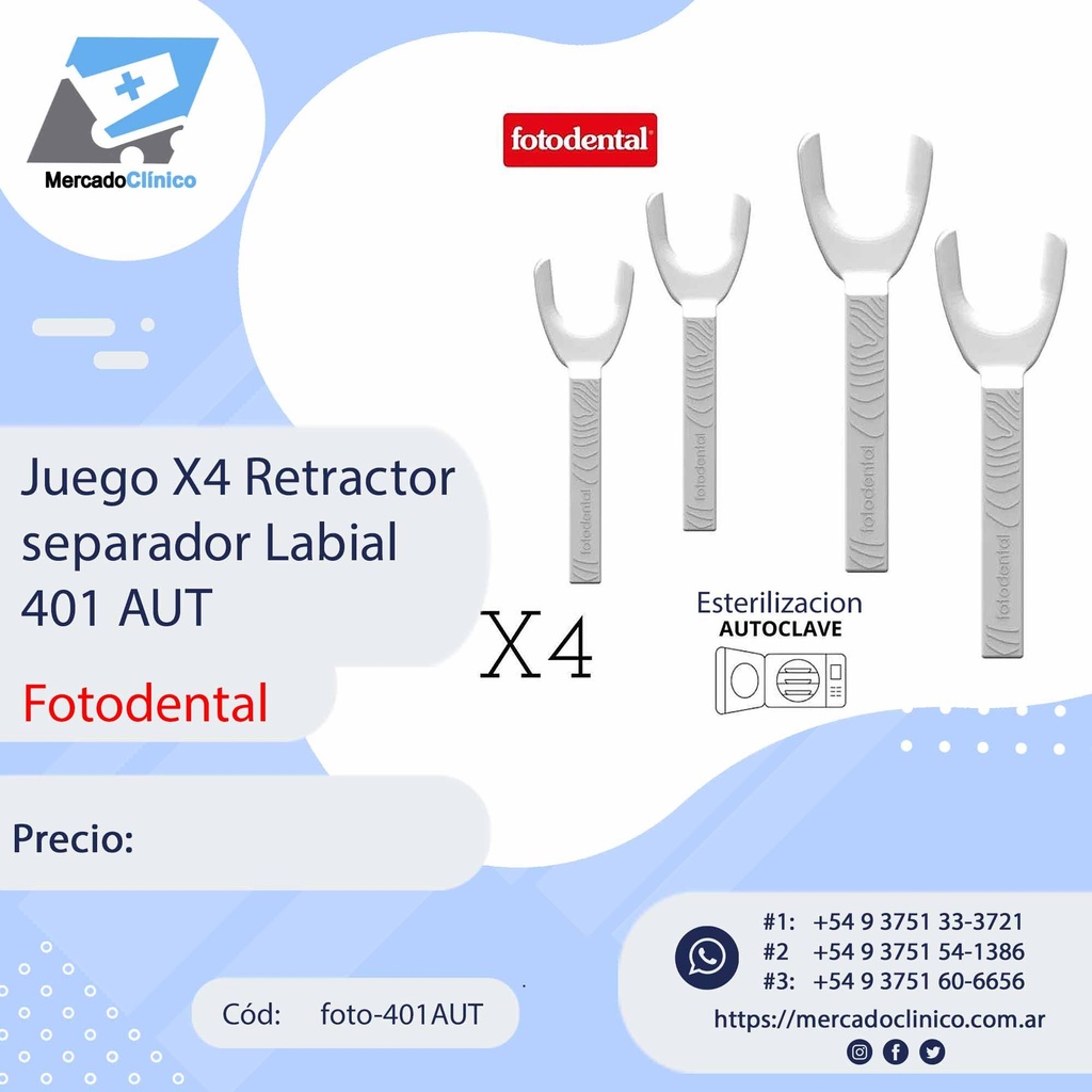 Juego X4 Retractor separador Labial 401 AUT - FOTODENTAL