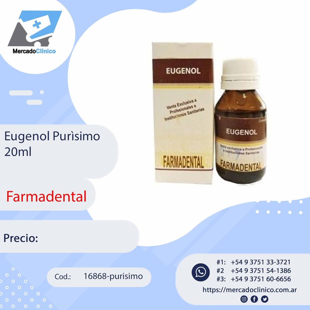 Eugenol purísimo 20ml - Farmadental