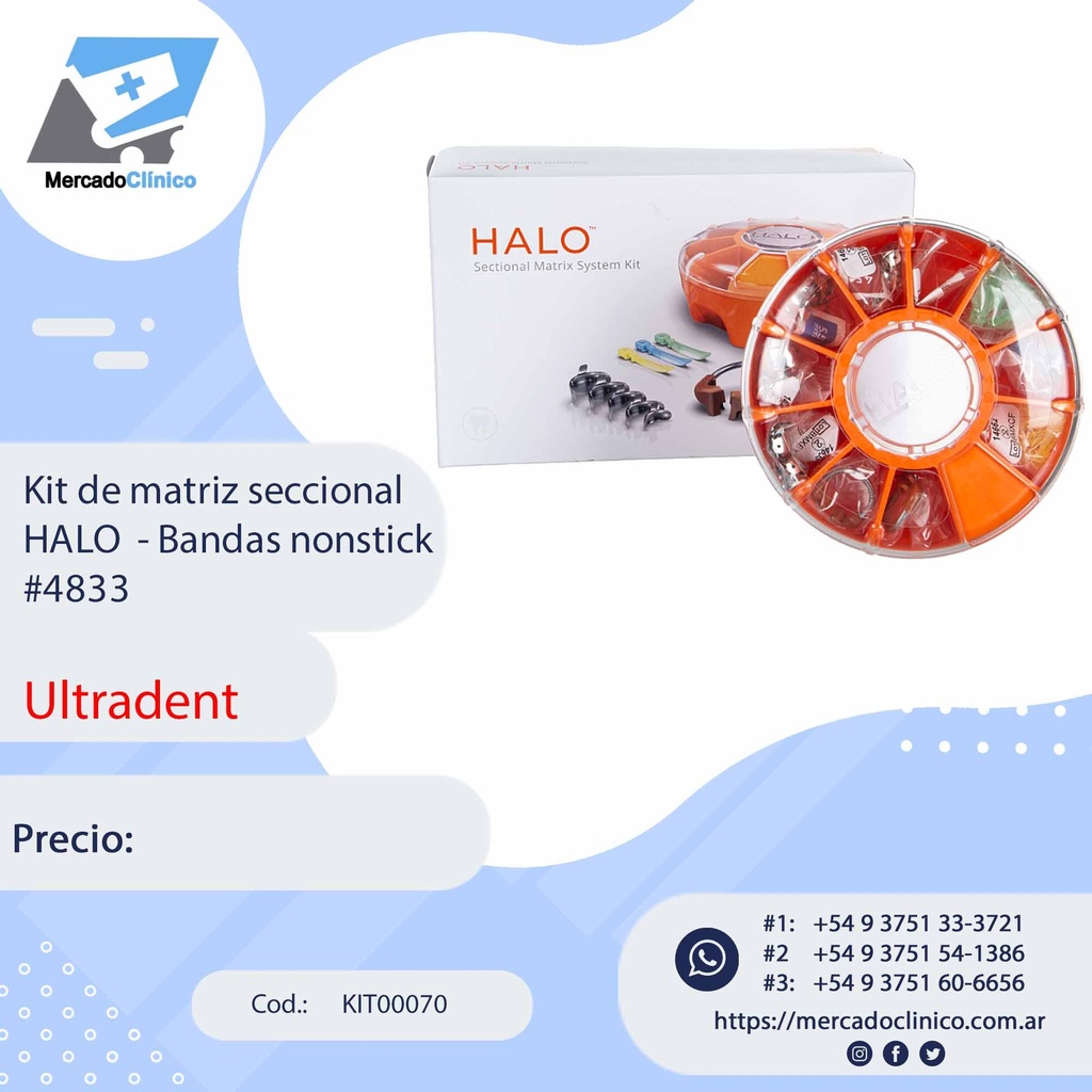 Kit de matriz seccional HALO  - Bandas nonstick - #4833 - Ultradent