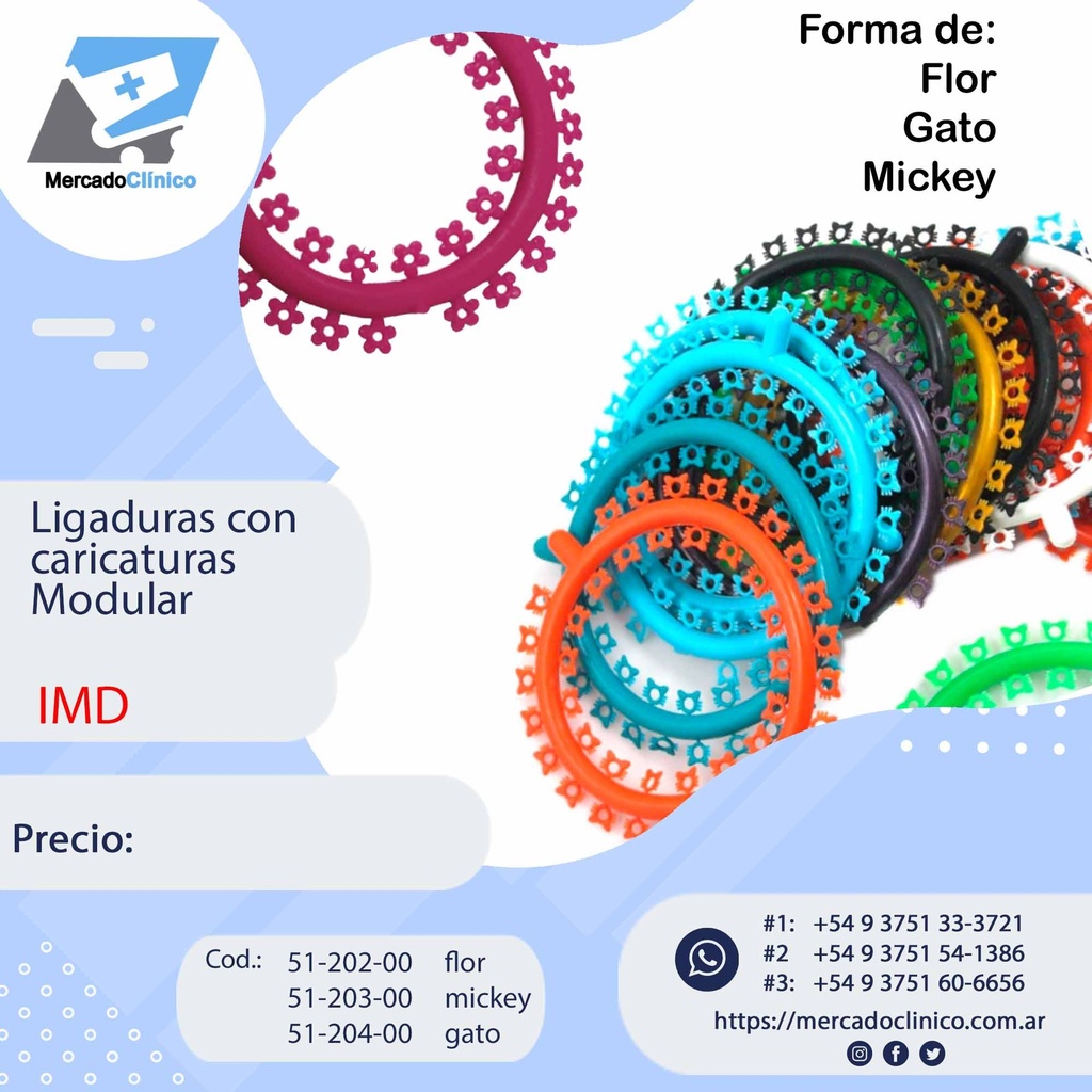 Elastic Modular Ligaduras gomitas con caricaturas - x 1040 unidades - IMD