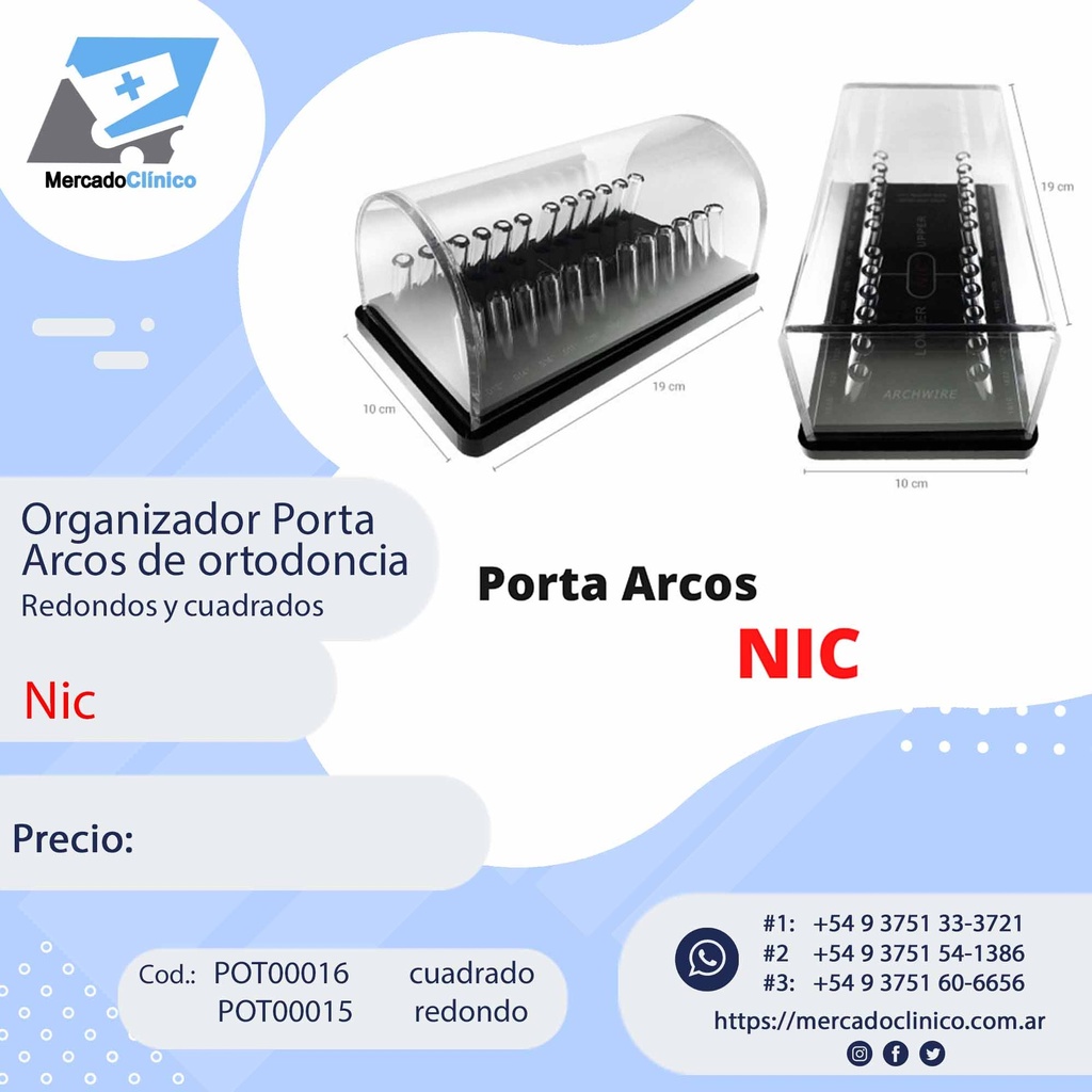 Porta arcos Redondos o Cuadrado con tapa - NIC  