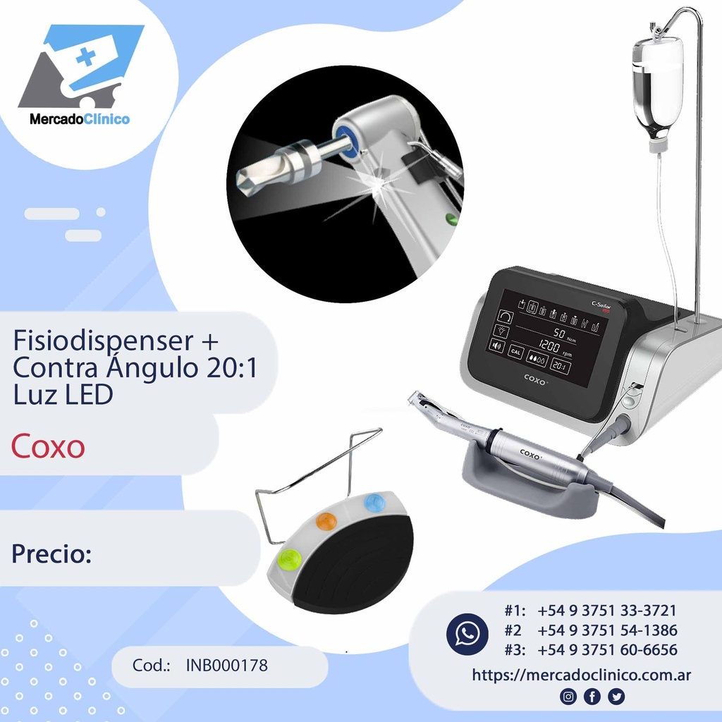 MOTOR - Fisiodispenser +  Contra Ángulo 20:1  Luz LED - Coxo