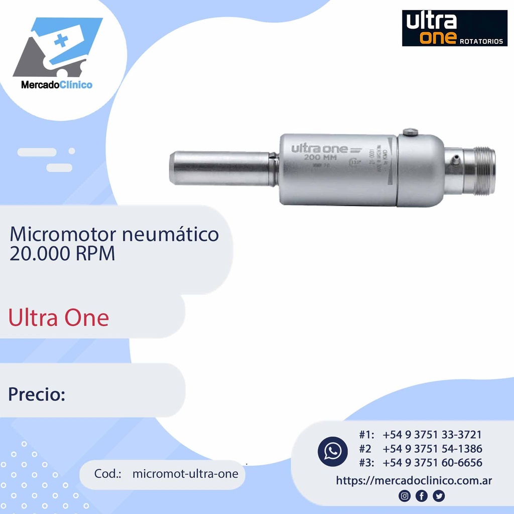 Micromotor neumático 20.000 RPM - Ultra One