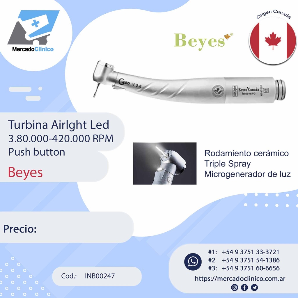 Turbina Airlght Led M800 -  3.80.000-420.000 RPM Push button - Beyes