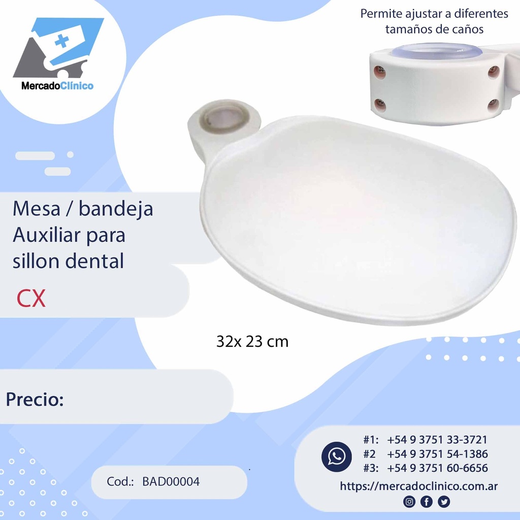 Mesa / Bandeja auxiliar para cualquier sillon dental - CX