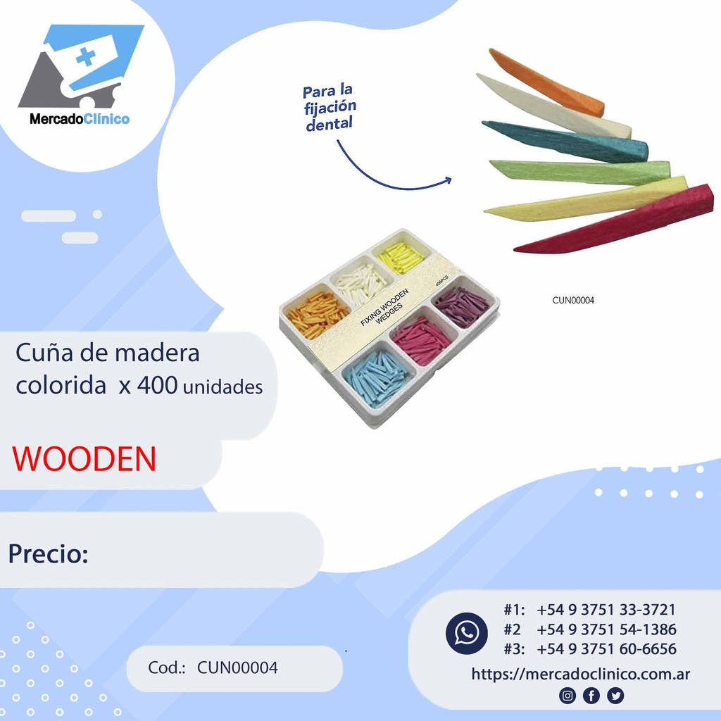 Cuña de madera  colorida  x 400 unidades Surtidas - Wooden