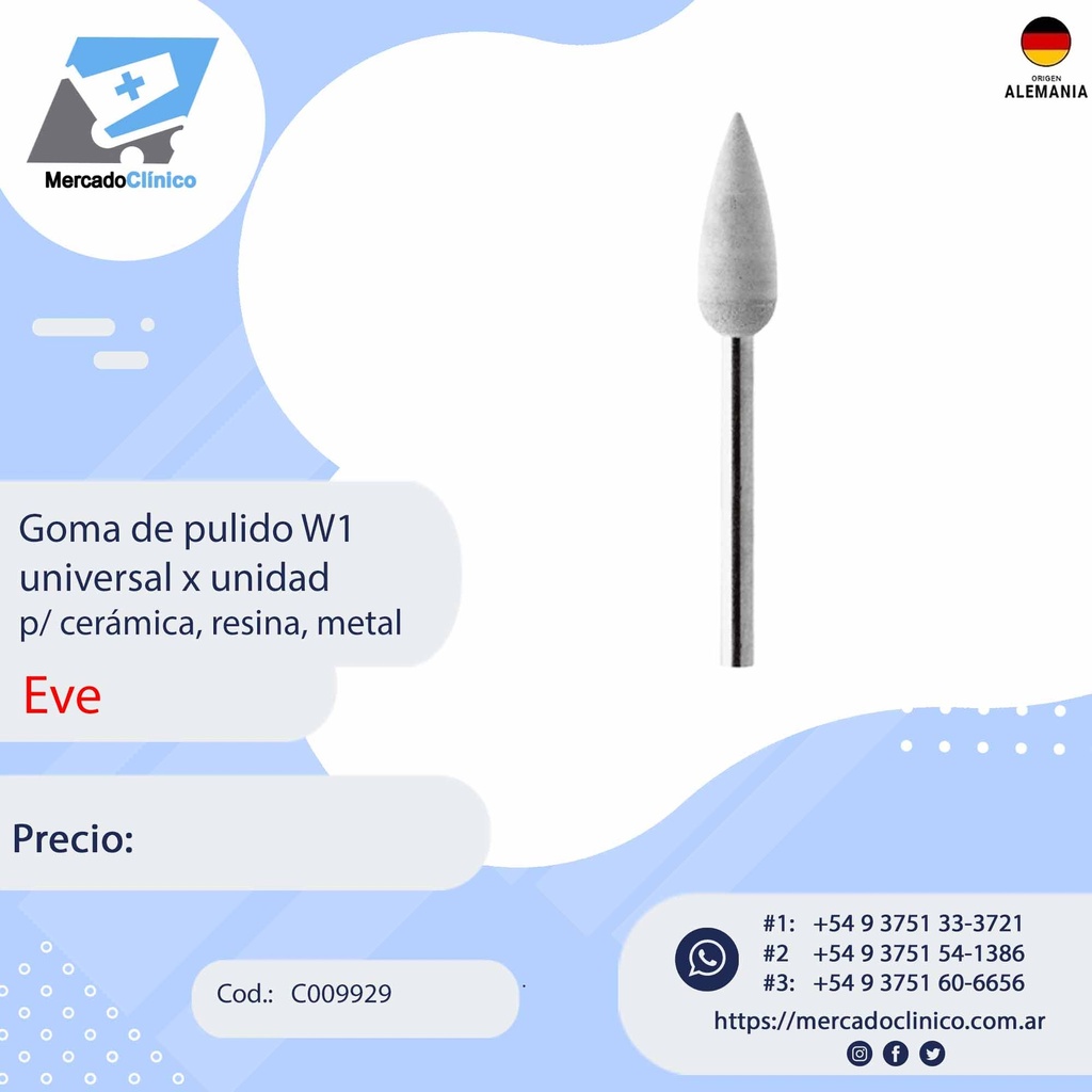 Goma siliconada  para pulido sin mandril - Eve