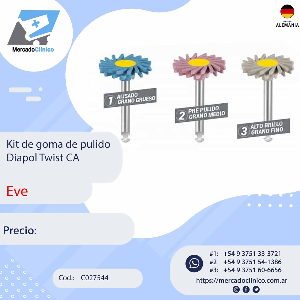 Kit de goma de pulido Diapol Twist CA - EVE