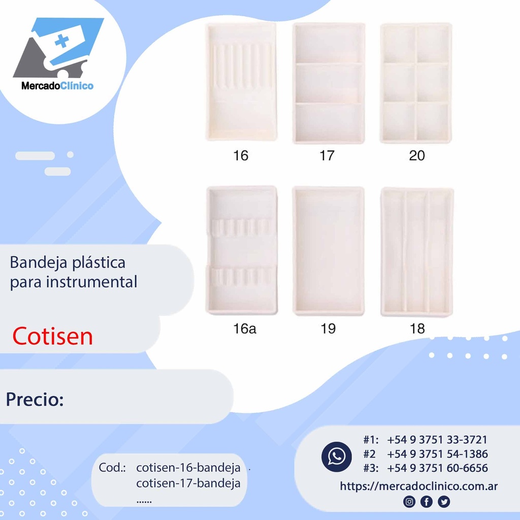 Bandeja plástica para instrumental  Cotisen