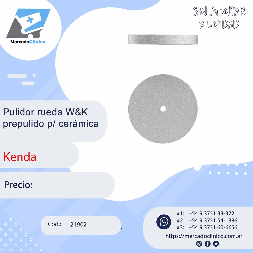 Pulidor rueda W&K prepulido p/ cerámica - Kenda