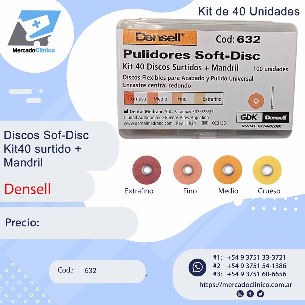 Discos Sof-Disc  Kit40 surtido + Mandril - Densell