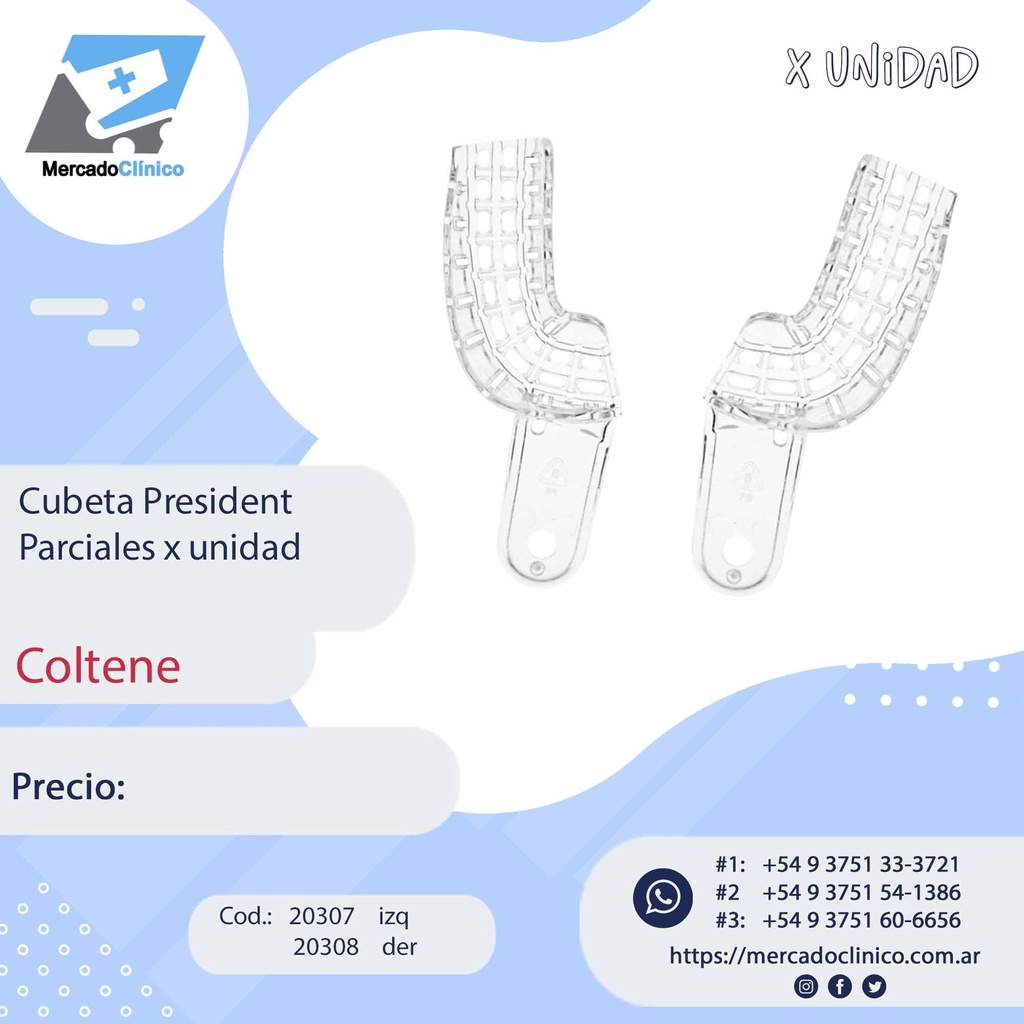 Cubeta President  para implantes, etc - plástica autoclavable - Parciales - Coltene