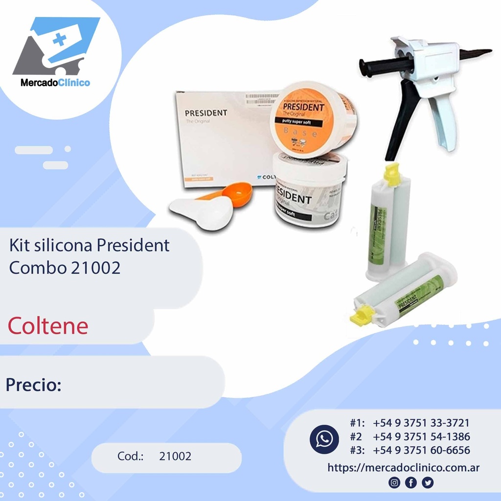 Kit Silicona Adición -  President - Combo 21002 - Coltene Easydent