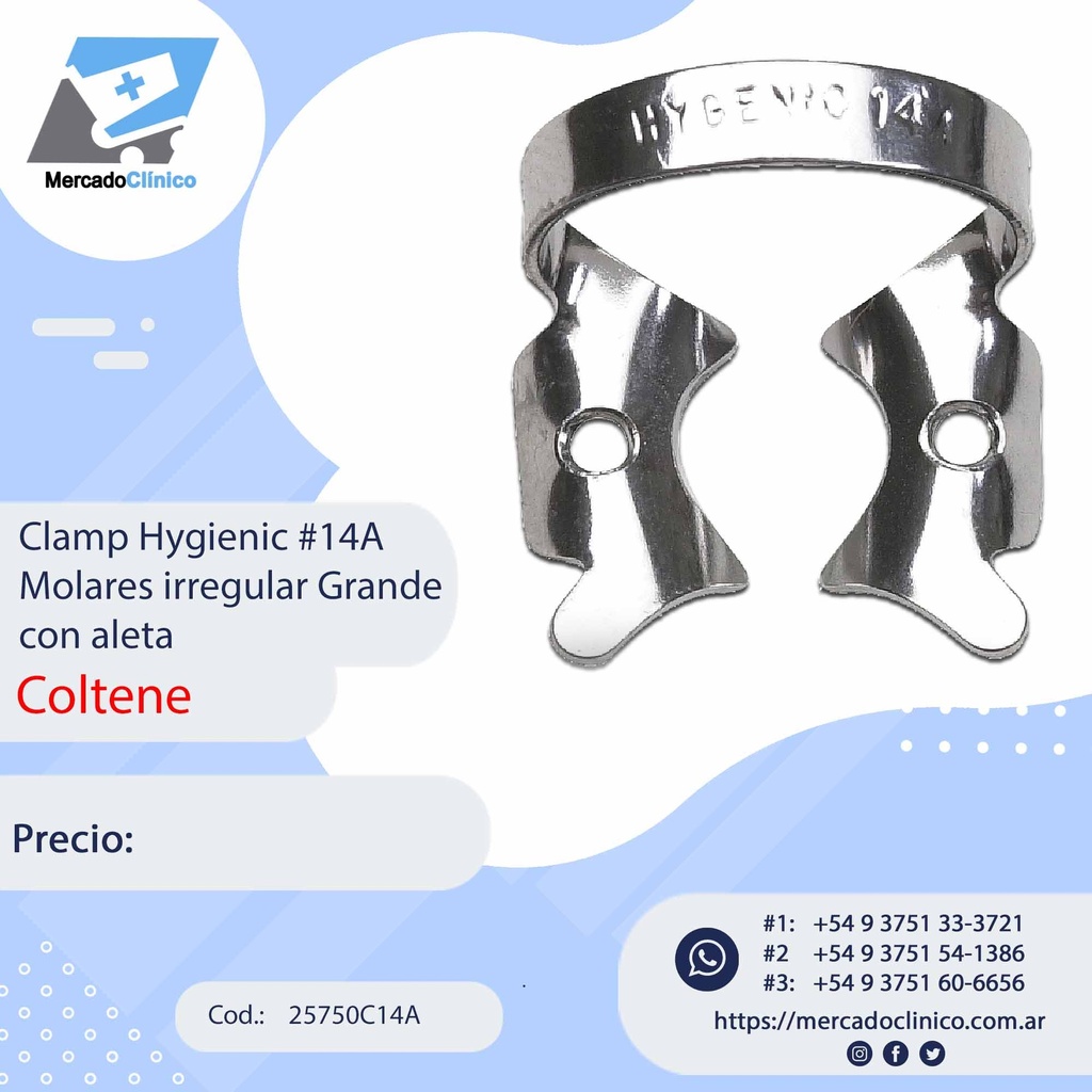 Clamp Hygienic #14A Molares irregular Grande con aleta - Coltene