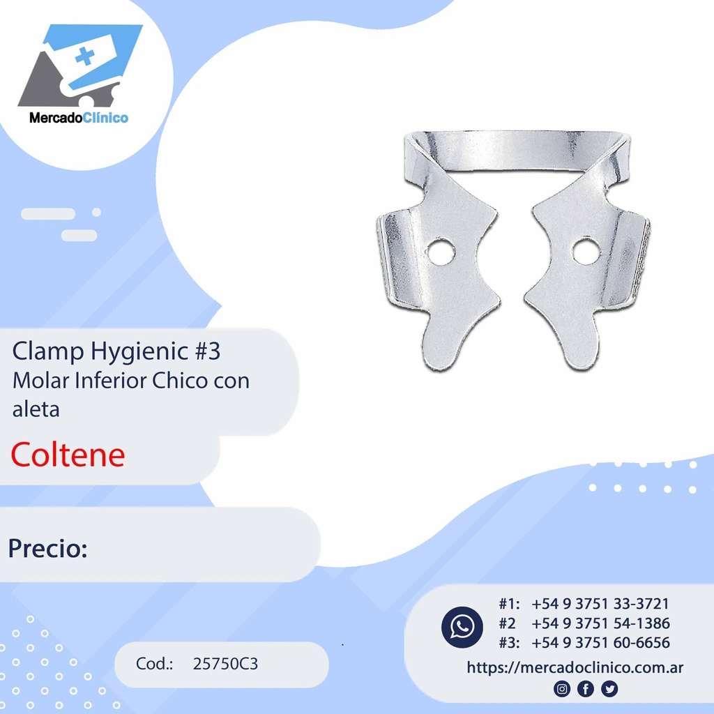 Clamp Hygienic #3 Molar Inferior Chico con  aleta - Coltene