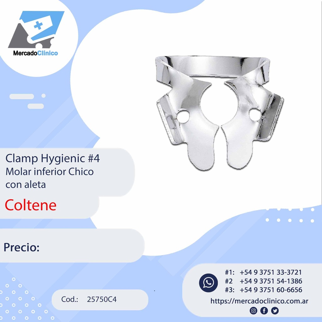 Clamp Hygienic #4 Molar inferior Chico con aleta - Coltene