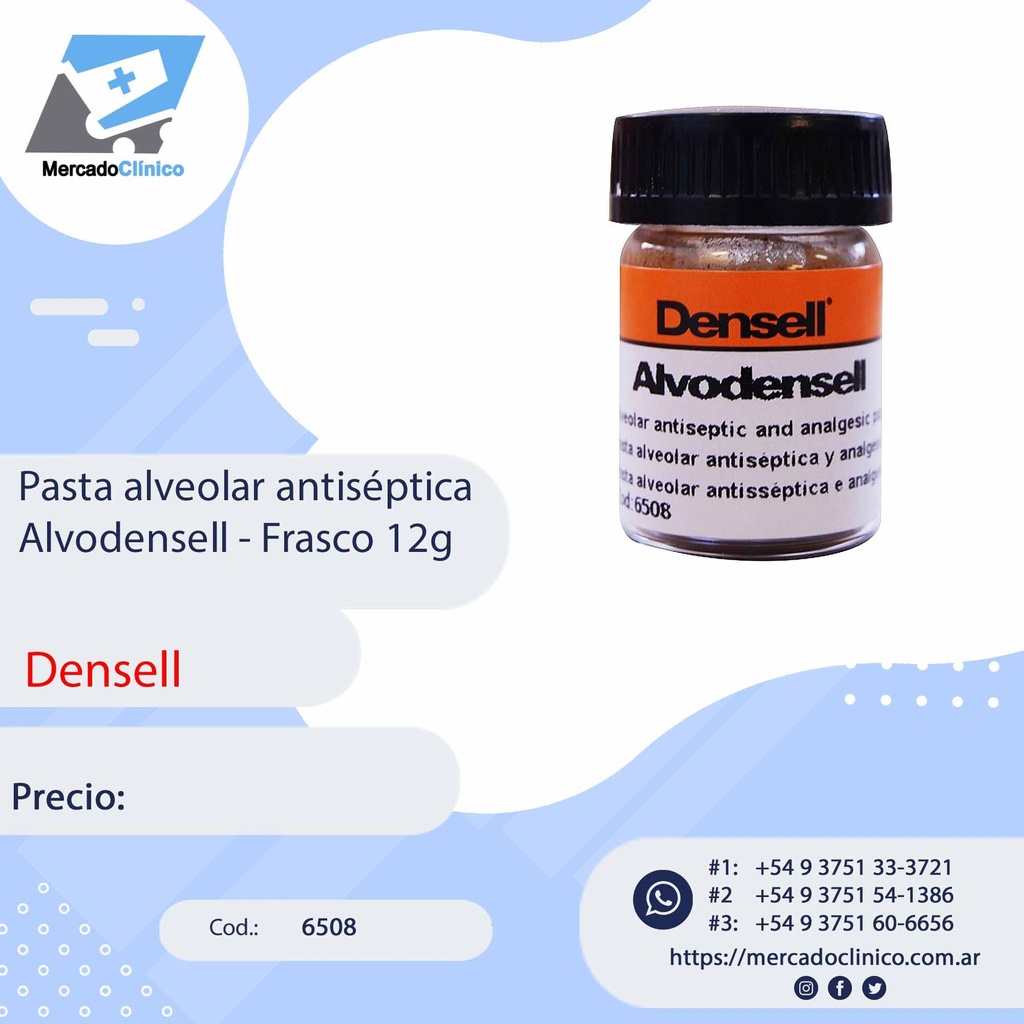 Pasta alveolar antiséptica Alvodensell - Frasco 12g - Densell