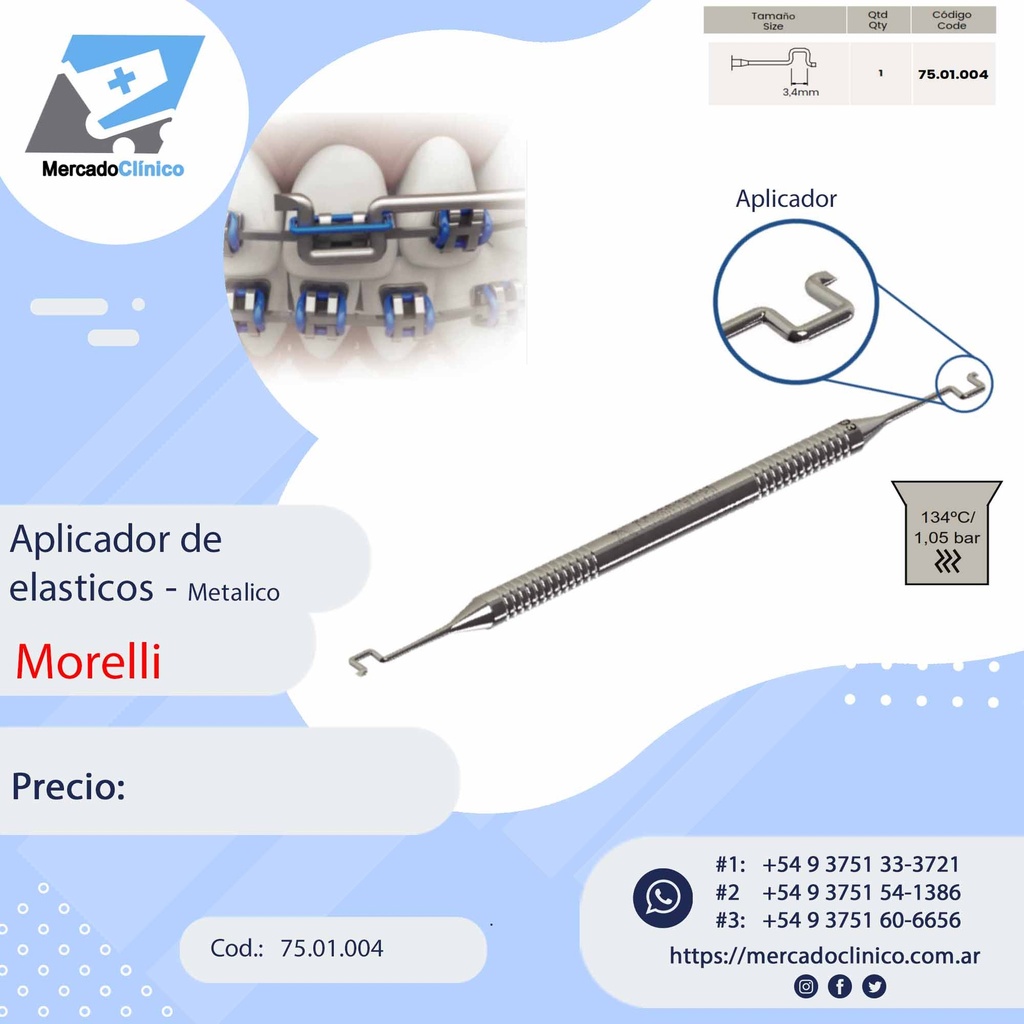 Aplicador de ligadura elástica - Metálico - Morelli