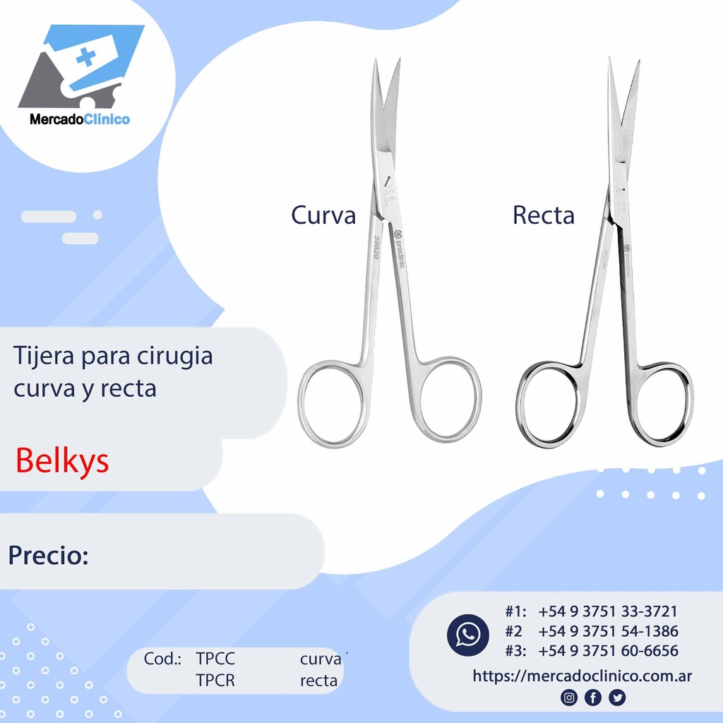 Tijera para cirugía - recta o curva - Belkys