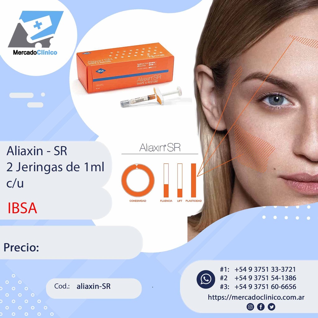 Aliaxin SR - 2 Jeringas de 1ml c/u - Ac. Hialurónico - IBSA