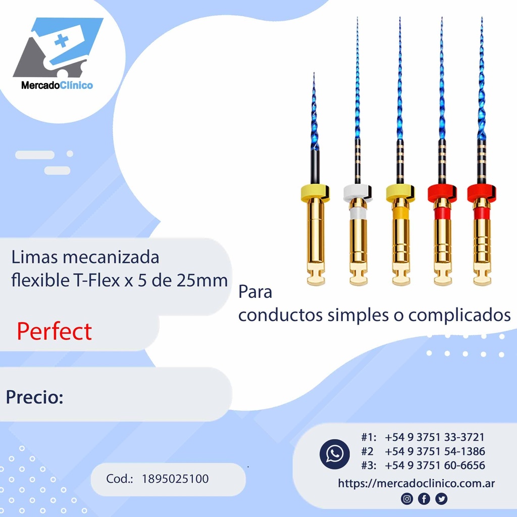 Limas mecanizada  flexible T-Pro x 6 de 25mm - Perfect