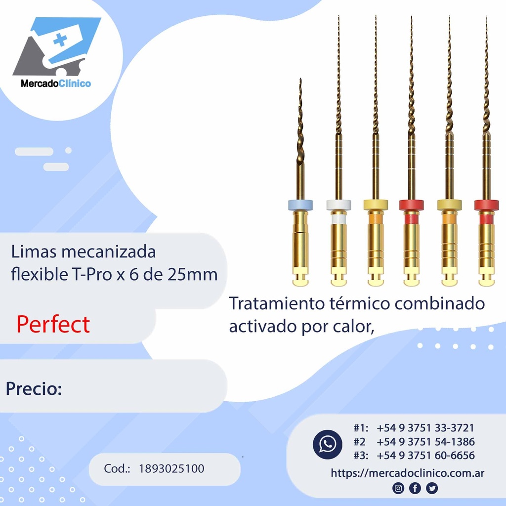 Limas mecanizada  flexible T-Pro x 6 de 25mm - Perfect