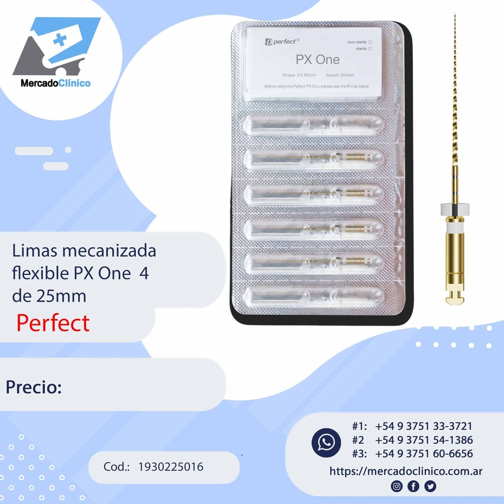 Limas mecanizada  PX One x 4  de 25mm - Perfect