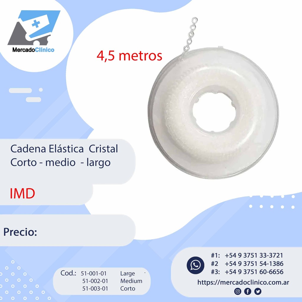 Cadena Elástica  Gris Corto - medio  - largo - Orthodontic IMD