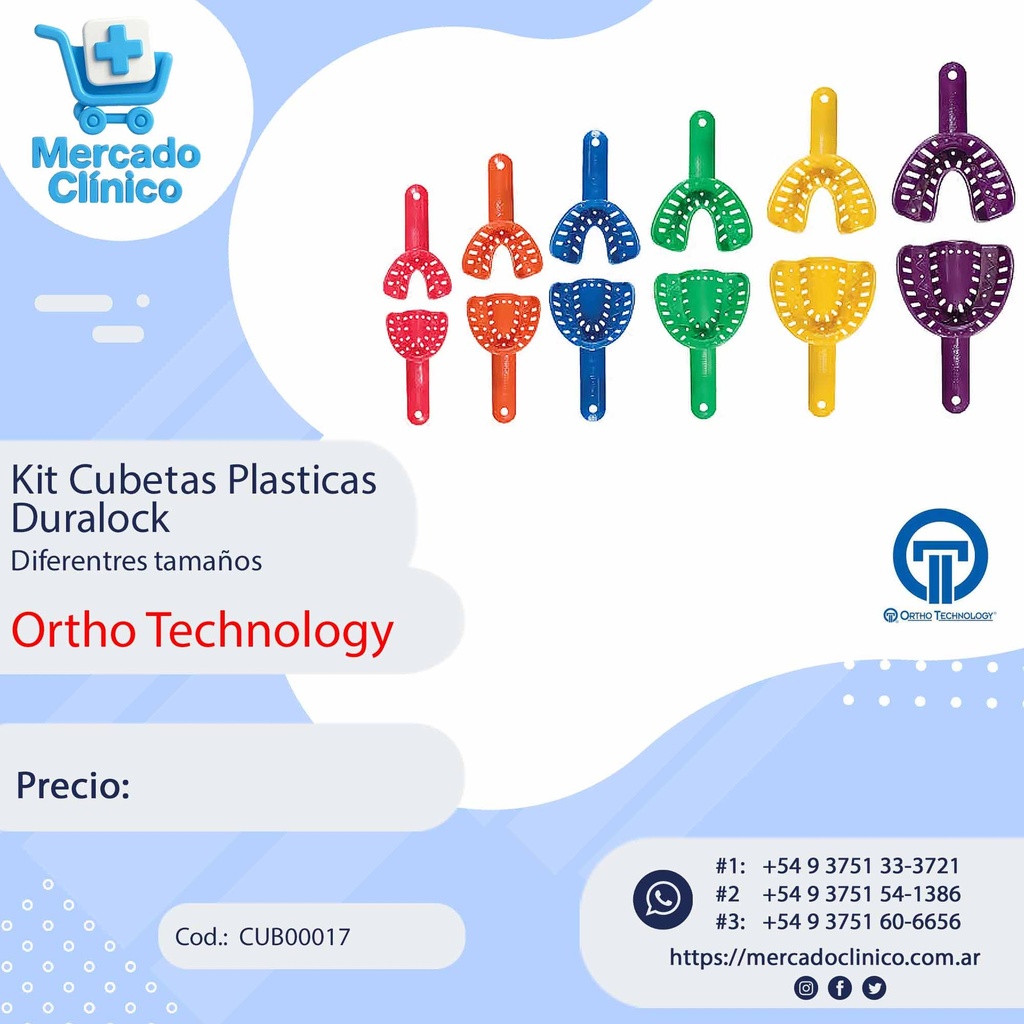 Kit de cubetas plásticas autoclavables - 4 pares - DuraLock