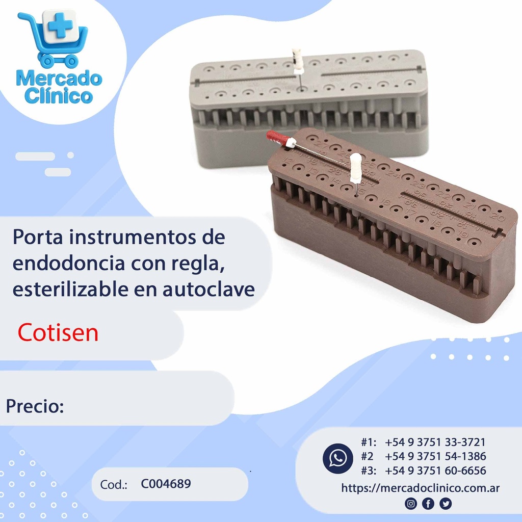 Porta instrumentos de  endodoncia con regla,  esterilizable en autoclave  BF03AM - Cotisen