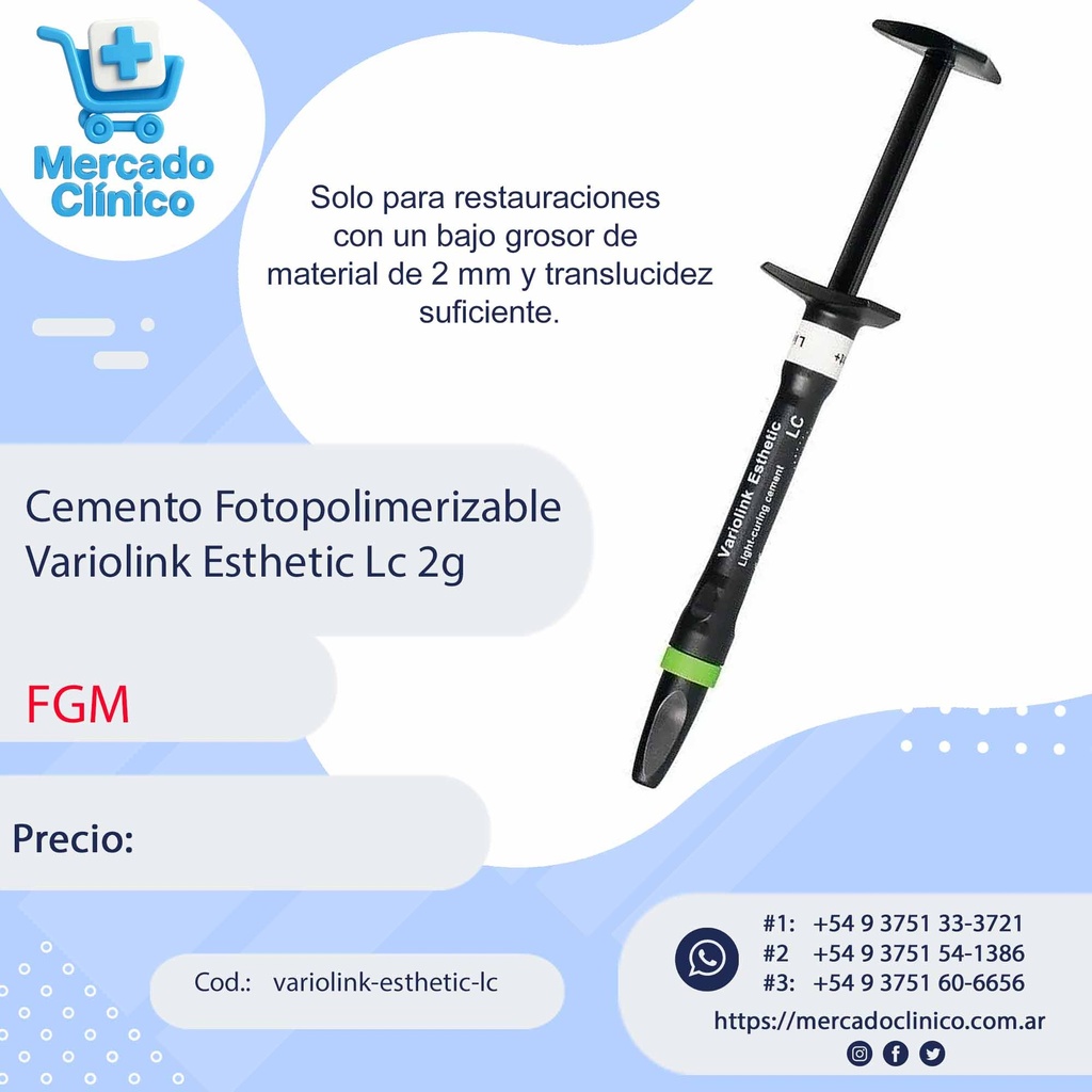 Cemento Fotopolimerizable Variolink Esthetic Lc 2g - Ivoclear Vivadent