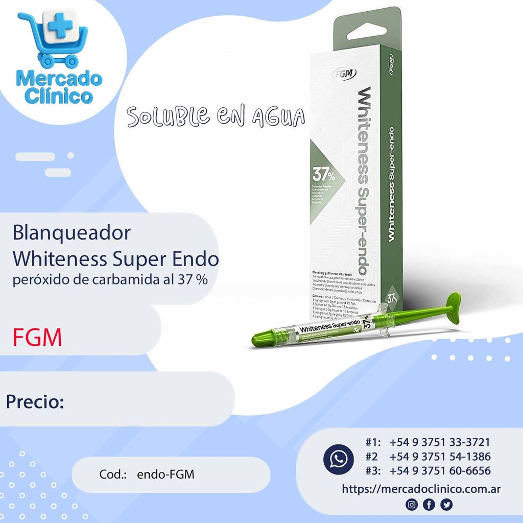 Blanqueador  Whiteness Super Endo peróxido de carbamida al 37 % - FGM