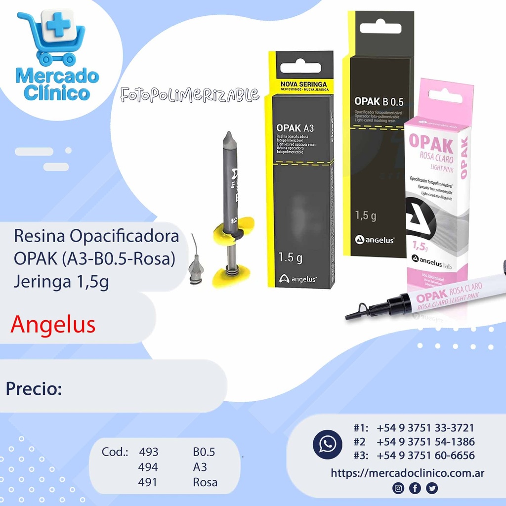 Resina Opacificadora Pigmento Efecto OPAK - (A3-B0.5-Rosa) Jeringa 1,5g - Angelus