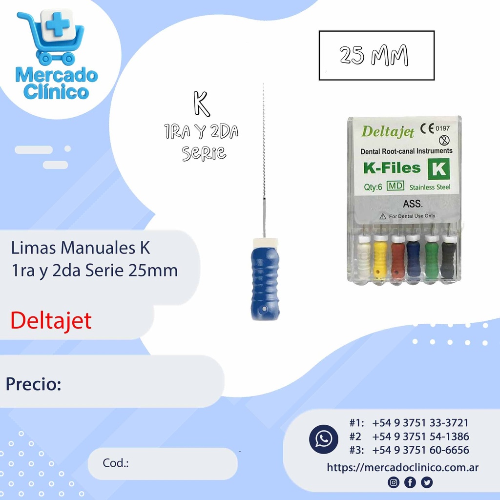 Limas Manuales K  - 1ra (15/40) y 2da (45/80) Serie - 25mm - Deltajet