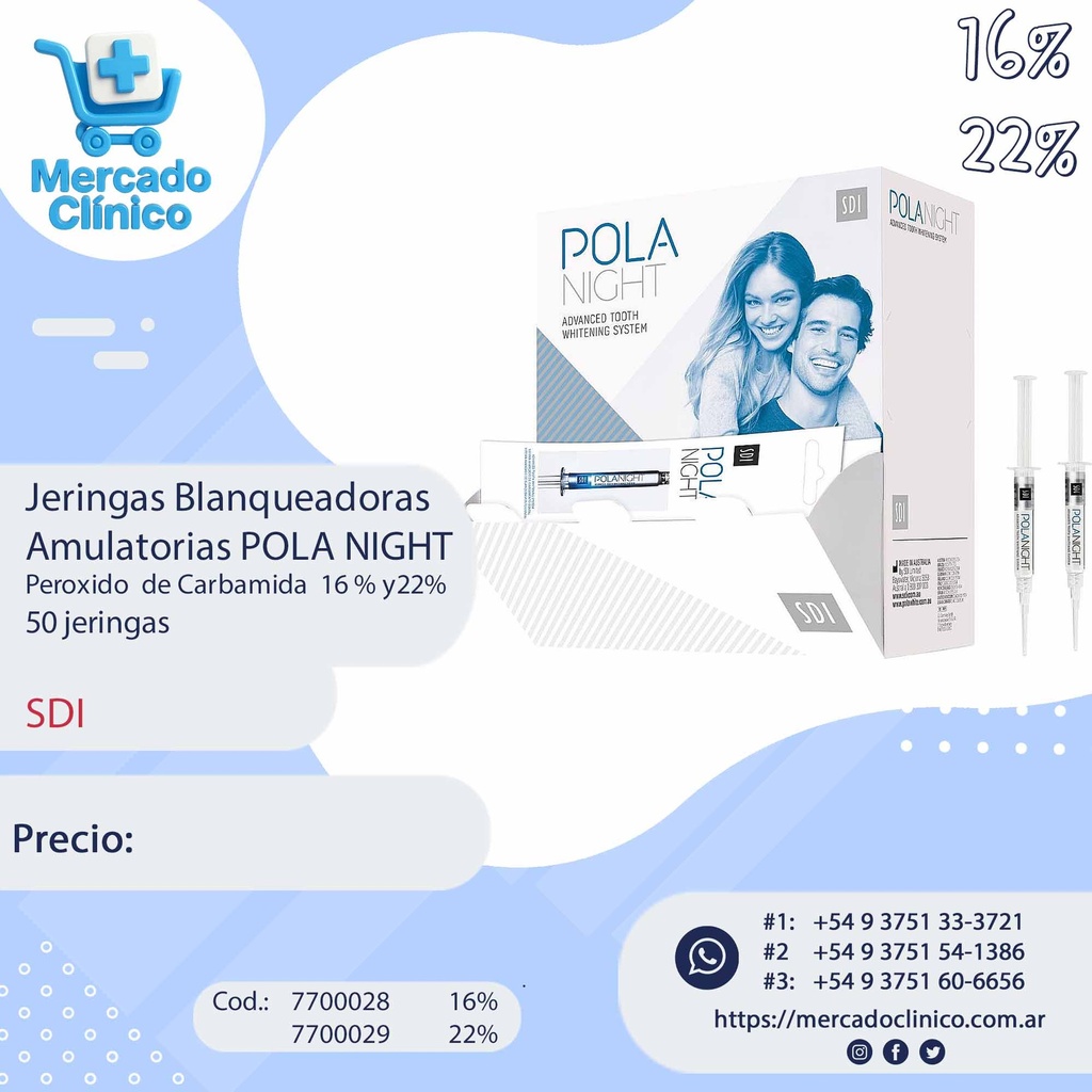 Blanqueador Pola Night - Ambulatorio - 50 un - Carbamida - SDI