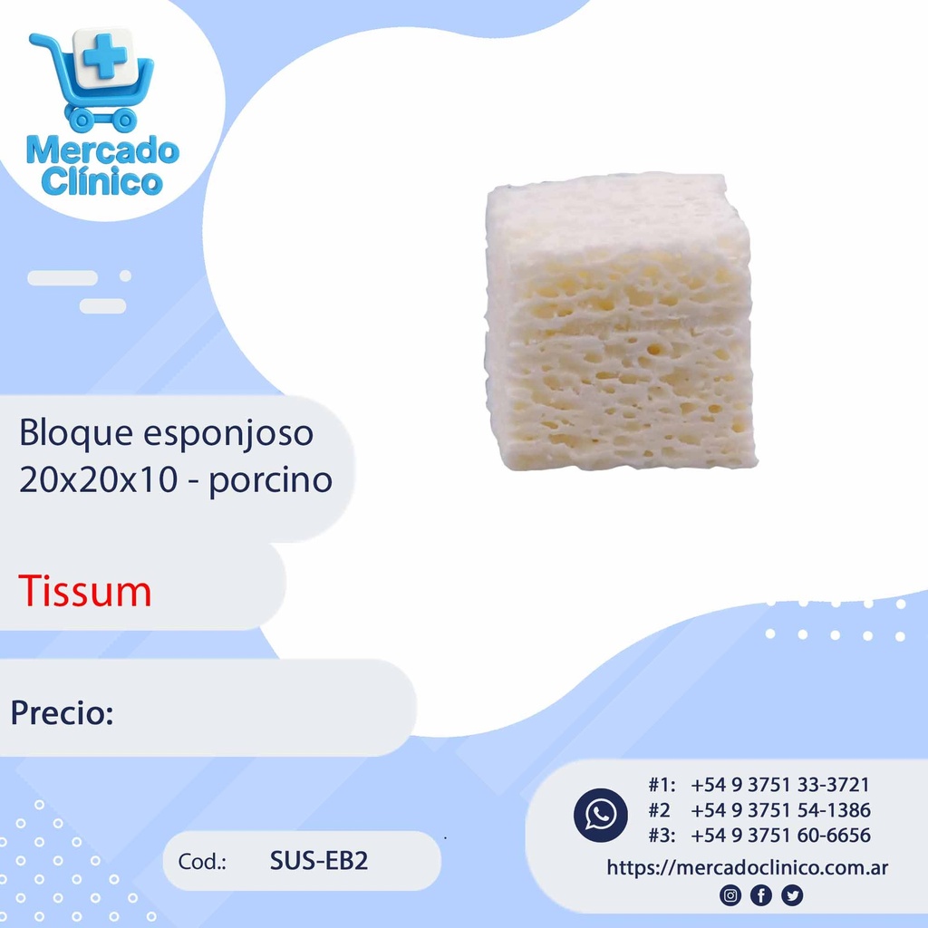 Bloque esponjoso 20x20x10 - porcino - Tissum