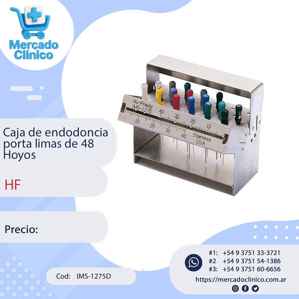 Caja de endodoncia porta limas de 48 Hoyos - HF