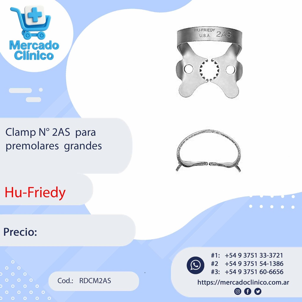Clamp N° 2AS  para premolares  grandes - Hu-Friedy