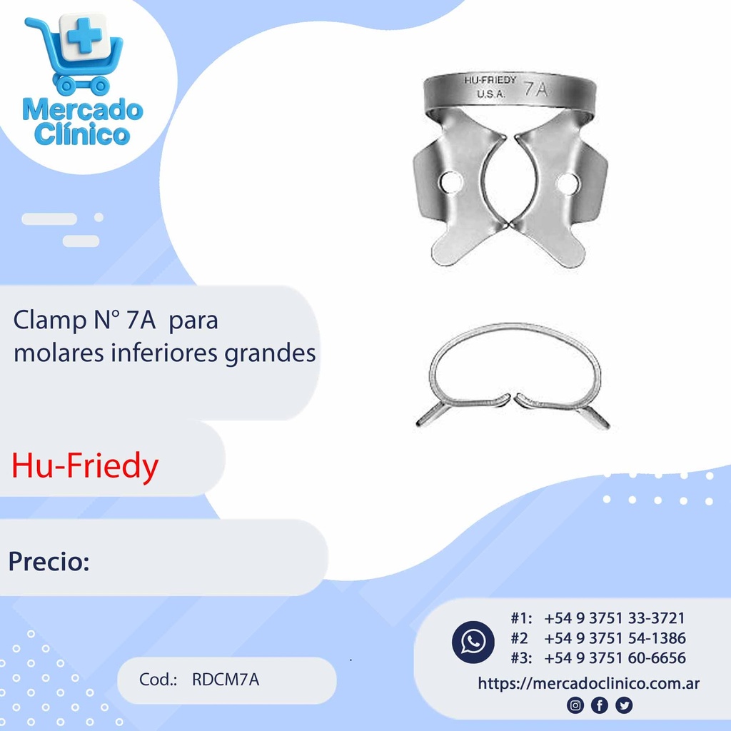 Clamp N° 7A  para molares inferiores - Hu-Friedy
