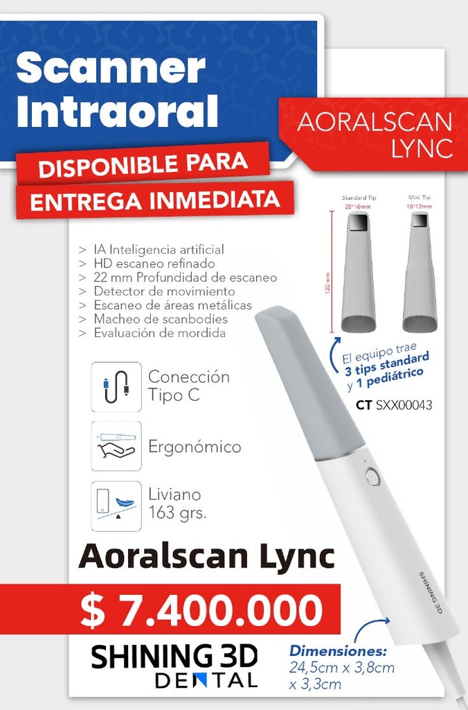 Escaner / Scanner Aoralscan 3 - Intraoral- Inalámbrico - Shining 3D 