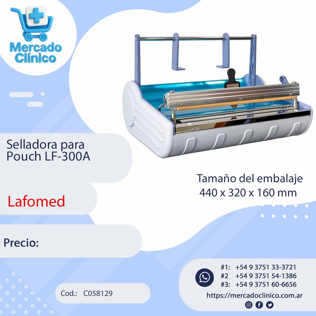 Selladora bolsas  p/ rollo pouch - LF-F300A Cuerpo plástico - Lafomed
