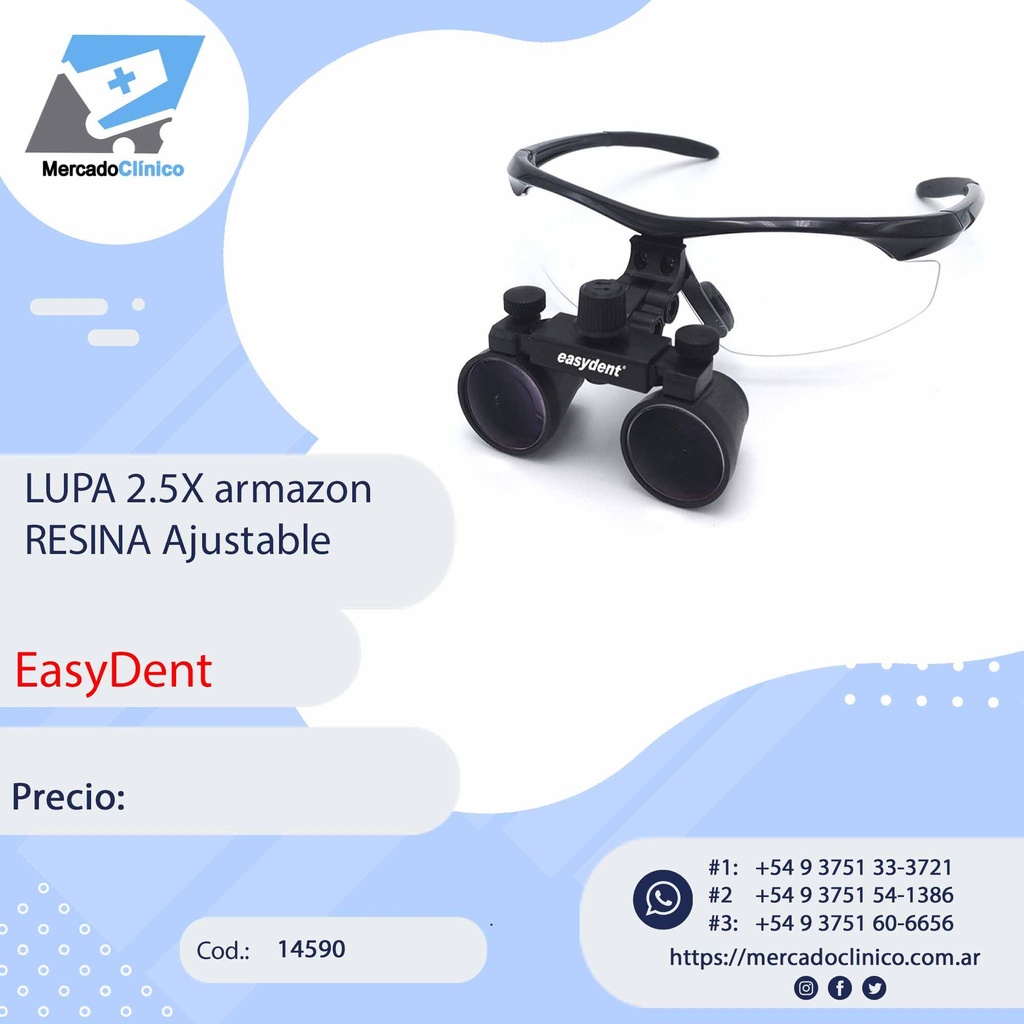 Lupa 2.5X armazon de resina Ajustable - EasyDent