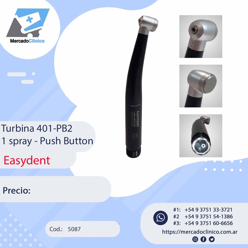 Turbina 401-PB2 1 spray - Push Button - EASYDENT